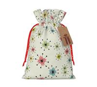 HGFVY Atomic Stars Retro Pattern 1pcs Drawstring Tote Bag 4.7 X 6.9in For Christmas Gifting And Storage And With Kraft Gift Tags