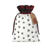 HGFVY Bear Paw Print Christmas Wrapping Bags Gift Bags With Drawstring, Xmas Party Presents