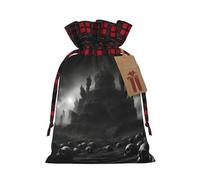 HGFVY Black And White Skulls 1 1pcs Drawstring Tote Bag 4.7 X 6.9in For Christmas Gifting And Storage And With Kraft Gift Tags