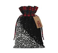 HGFVY Black White Glitter 1pcs Drawstring Tote Bag 4.7 X 6.9in For Christmas Gifting And Storage And With Kraft Gift Tags