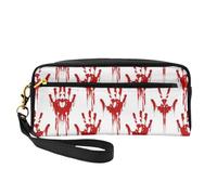 HGFVY Bloody Handprints Makeup Bag,Small Travel Makeup Organizer Bag For Women Double Layer Portable Makeup Bags, Black, One Size