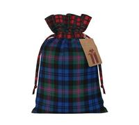 HGFVY Blue And Green Scottish Tartan 1pcs Drawstring Tote Bag 8.3x11.8in For Christmas Gifting And Storage And With Kraft Gift Tags