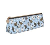HGFVY Blue Chinchillas And Moon Fashion Multifunctional Portable Leather Pencil Case With Large Storage Capacity Pencil Pouch