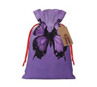 HGFVY Butterfly Purple 1pcs Drawstring Tote Bag 8.3x11.8in For Christmas Gifting And Storage And With Kraft Gift Tags