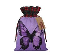 HGFVY Butterfly Purple Print Christmas Wrapping Bags Gift Bags With Drawstring, Xmas Party Presents