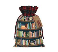 HGFVY Cartoon Bookshelf Bookworm 1pcs Drawstring Tote Bag 8.3x11.8in For Christmas Gifting And Storage And With Kraft Gift Tags