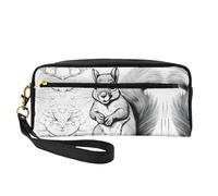 HGFVY Cartoon Squirrel Makeup Bag,Small Travel Makeup Organizer Bag For Women Double Layer Portable Makeup Bags, Black, One Size