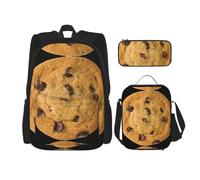 Hgfvy Chocolate Cookie Lightweight Backpack For Backpack With Insulated Lunch Tote And Pencil Case Bag Set, Black, One Size