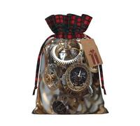HGFVY Clock Gear Print Christmas Wrapping Bags Gift Bags With Drawstring, Xmas Party Presents