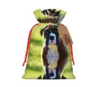 HGFVY Cute Black Pug Dog 1pcs Drawstring Tote Bag 8.3x11.8in For Christmas Gifting And Storage And With Kraft Gift Tags