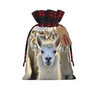 HGFVY Cute Llama Print Christmas Wrapping Bags Gift Bags With Drawstring, Xmas Party Presents, Small, Black