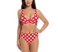 Hgfvy Cute Polka Dot Trendy Women High Waisted Bikini Sets Tummy Control Swimsuits Two Piece Bathing Suit, Black, XL