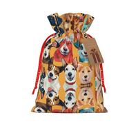 HGFVY Cute Pug Dog 1pcs Drawstring Tote Bag 8.3x11.8in For Christmas Gifting And Storage And With Kraft Gift Tags
