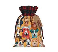 HGFVY Cute Pug Dog Print Christmas Wrapping Bags Gift Bags With Drawstring, Xmas Party Presents