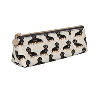 HGFVY Dachshund Dog Fashion Multifunctional Portable Leather Pencil Case With Large Storage Capacity Pencil Pouch