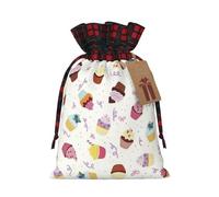 HGFVY Delicious Cupcakes Print Christmas Wrapping Bags Gift Bags With Drawstring, Xmas Party Presents