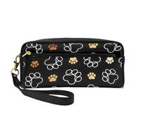 HGFVY Dog Paw Prints Makeup Bag,Small Travel Makeup Organizer Bag For Women Double Layer Portable Makeup Bags, Black, One Size