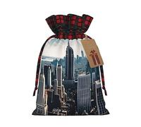 HGFVY Empire State Building 1 Drawstring Tote Bag 8.3" x 11.8" for Christmas Gift and Storage and with Kraft Gift Tags