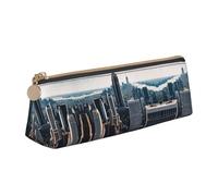 HGFVY Empire State Building Fashion Multifunctional Portable Leather Pencil Case With Large Storage Capacity Pencil Pouch