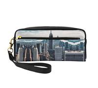 HGFVY Empire State Building Makeup Bag,Small Travel Makeup Organizer Bag For Women Double Layer Portable Makeup Bags, Black, One Size