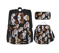 Hgfvy English Bulldogs Lightweight Backpack For Backpack With Insulated Lunch Tote And Pencil Case Bag Set, Black, One Size