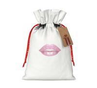 HGFVY Eyelash Lip White 1pcs Drawstring Tote Bag 4.7 X 6.9in For Christmas Gifting And Storage And With Kraft Gift Tags