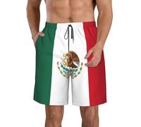 HGFVY Flag of Mexico Print Men's Swim Trunks | Quick Dry Drawstring Beach Shorts, White, M
