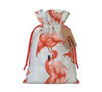 HGFVY Flamingos On White 1pcs Drawstring Tote Bag 4.7 X 6.9in For Christmas Gifting And Storage And With Kraft Gift Tags