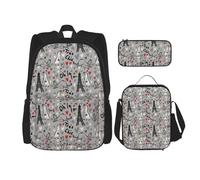 Hgfvy French Fashion Model Ferrets Lightweight Backpack For Backpack With Insulated Lunch Tote And Pencil Case Bag Set, Black, One Size