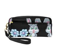 HGFVY Fun Easter Rabbit Makeup Bag,Small Travel Makeup Organizer Bag For Women Double Layer Portable Makeup Bags, Black, One Size