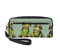 HGFVY Funny Green Frogs 1 Makeup Bag,Small Travel Makeup Organizer Bag For Women Double Layer Portable Makeup Bags, Black, One Size
