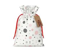 HGFVY Gray White Modern Polka Dot 1pcs Drawstring Tote Bag 4.7 X 6.9in For Christmas Gifting And Storage And With Kraft Gift Tags