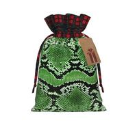 HGFVY Green Snakeskin Print Christmas Wrapping Bags Gift Bags With Drawstring, Xmas Party Presents, Medium, Black
