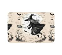HGFVY Halloween Witch Flying Printing Bath Mat Diatomaceous Earth Mat Non-Slip Shower Mat for Kitchen Bathroom Floor,Easy to Clean