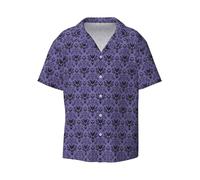 HGFVY Haunted Mansion Hawaiian Shirt for Men, Summer Casual Fit Short Sleeve Button Down Shirts Beach Shirts, Black, S