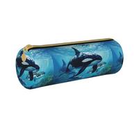 HGFVY Killer Whales Swim Along Pvc Pencil Case,Small Pen Pouch,Fashion Aesthetic Cases,For Pens,Pencils,And Accessories