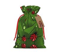 HGFVY Leaves And Bugs 1pcs Drawstring Tote Bag 4.7 X 6.9in For Christmas Gifting And Storage And With Kraft Gift Tags