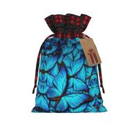 HGFVY Many Blue Butterfly 1pcs Drawstring Tote Bag 4.7 X 6.9in For Christmas Gifting And Storage And With Kraft Gift Tags