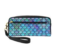 HGFVY Mermaid Teal Fish Scale Makeup Bag,Small Travel Makeup Organizer Bag For Women Double Layer Portable Makeup Bags, Black, One Size