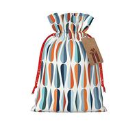 HGFVY Mid Century Modern Retro With Drop Shapes 1pcs Drawstring Tote Bag 4.7 X 6.9in For Christmas Gifting And Storage And With Kraft Gift Tags