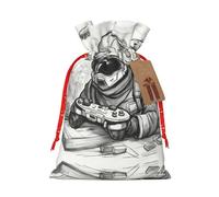 HGFVY Monochrome Sketch Style Gaming 1pcs Drawstring Tote Bag 8.3x11.8in For Christmas Gifting And Storage And With Kraft Gift Tags
