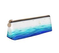 HGFVY Ocean Waves Sailboat Fashion Multifunctional Portable Leather Pencil Case With Large Storage Capacity Pencil Pouch