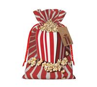HGFVY Popcorn Print 1pcs Drawstring Tote Bag 8.3x11.8in For Christmas Gifting And Storage And With Kraft Gift Tags