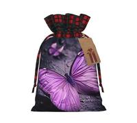 HGFVY Purple Butterfly 1pcs Drawstring Tote Bag 4.7 X 6.9in For Christmas Gifting And Storage And With Kraft Gift Tags