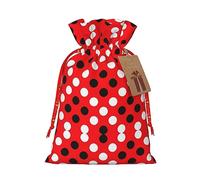HGFVY Red White Polka Dot 1pcs Drawstring Tote Bag 4.7 X 6.9in For Christmas Gifting And Storage And With Kraft Gift Tags