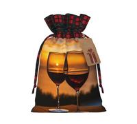 HGFVY Red Wine 1pcs Drawstring Tote Bag 4.7 X 6.9in For Christmas Gifting And Storage And With Kraft Gift Tags