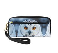 HGFVY Snowy Owl Eyes Makeup Bag,Small Travel Makeup Organizer Bag For Women Double Layer Portable Makeup Bags, Black, One Size