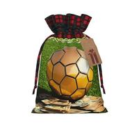 HGFVY Soccer 1pcs Drawstring Tote Bag 4.7 X 6.9in For Christmas Gifting And Storage And With Kraft Gift Tags