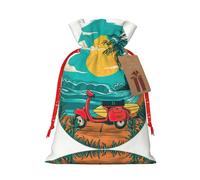HGFVY Sunset Beach Palm Tree 1pcs Drawstring Tote Bag 4.7 X 6.9in For Christmas Gifting And Storage And With Kraft Gift Tags