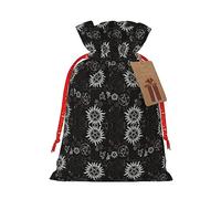HGFVY Supernatural Symbols Black 1pcs Drawstring Tote Bag 4.7 X 6.9in For Christmas Gifting And Storage And With Kraft Gift Tags